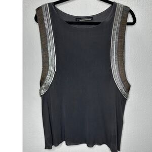 All Saints Black Sleeveless Blouse with Silver Accents